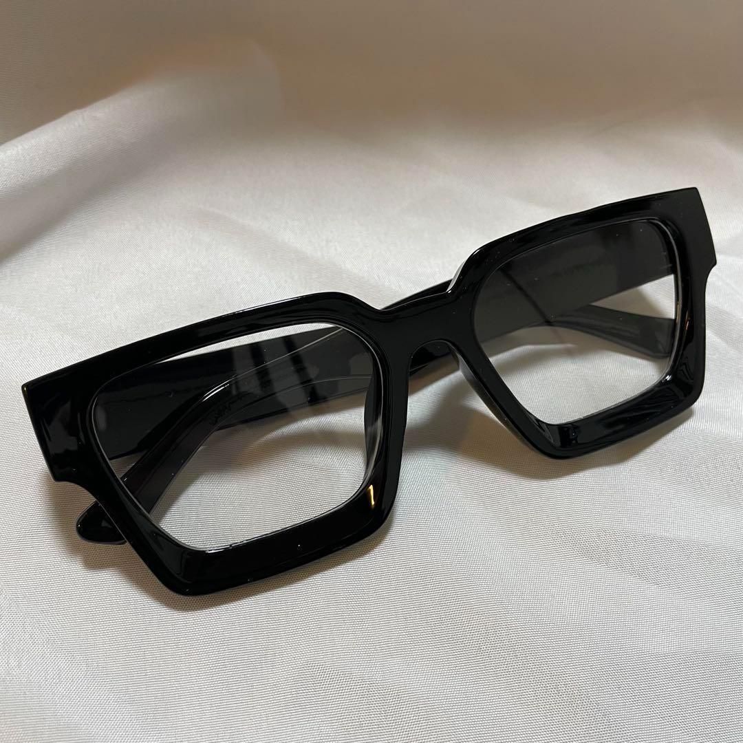 ファッション・伊達メガネ ブラック スクエアフレーム 新品 ヴィンテージ ブラック スクエアフレーム 伊達メガネ アメカジ