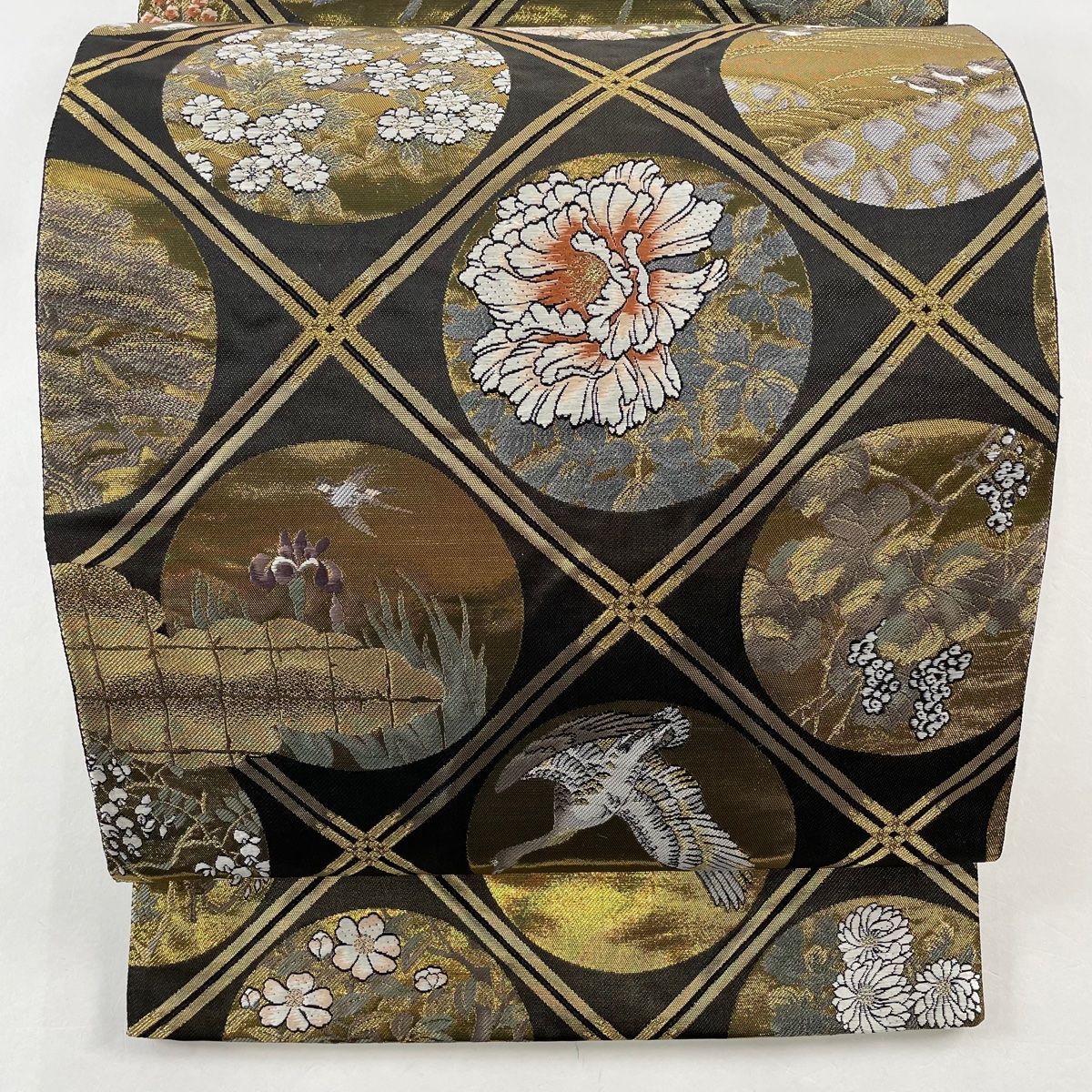 TQG 本物　天保2朱判金　MS63 袋帯 美品 秀品 落款 本金箔二重織 関西仕立て 格天井 金糸 箔