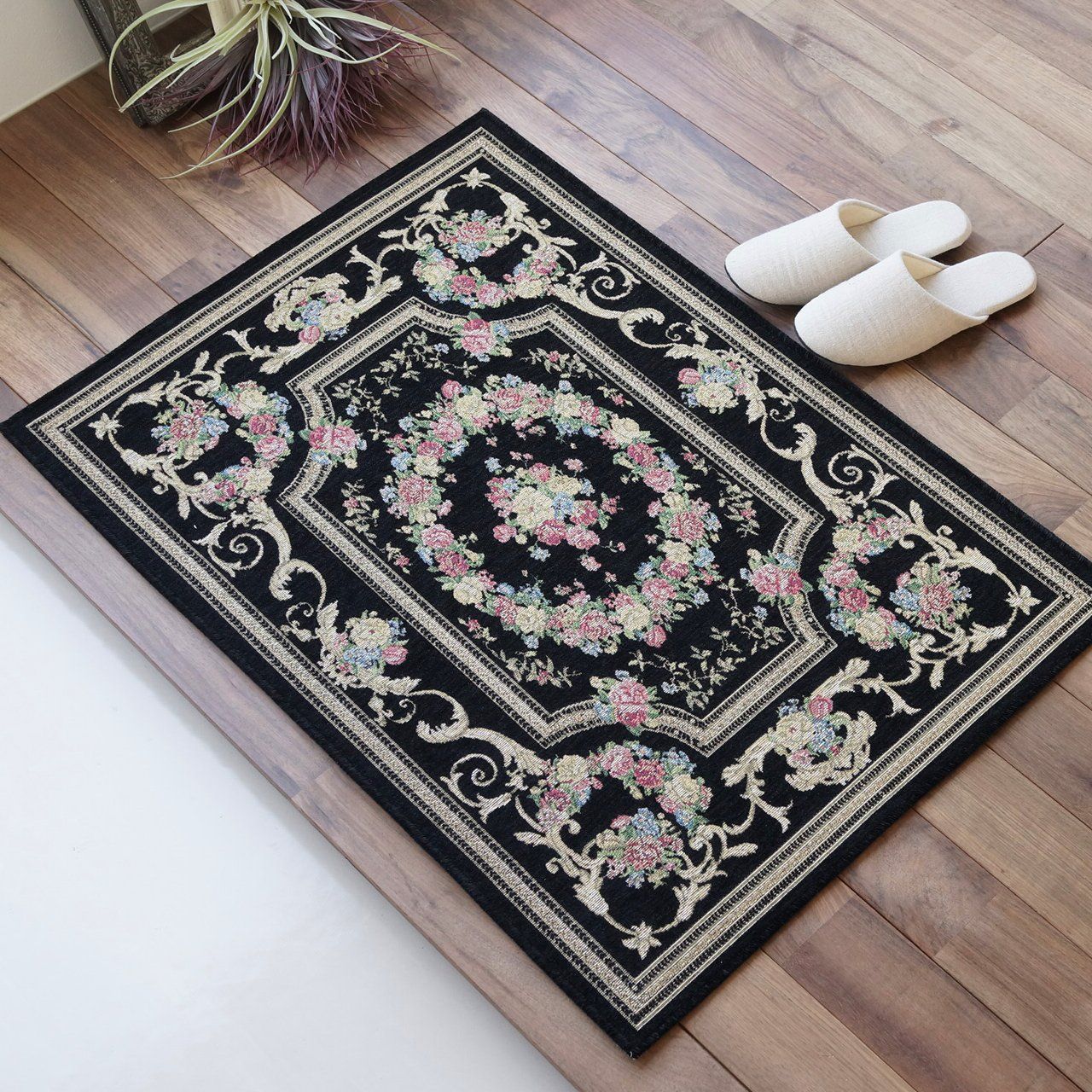 サヤンサヤン 花柄 玄関マット 屋内 シェニール 126 ゴブラン織 70x120