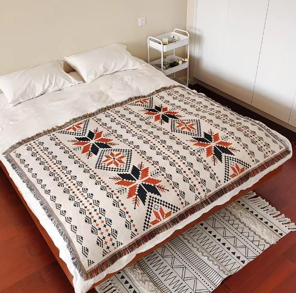 オルテガ Vintage ブランケット 115cm x 185cm 希少品！！ ブランケット ネイティブ柄 オルテガ マルチカバー ラグ