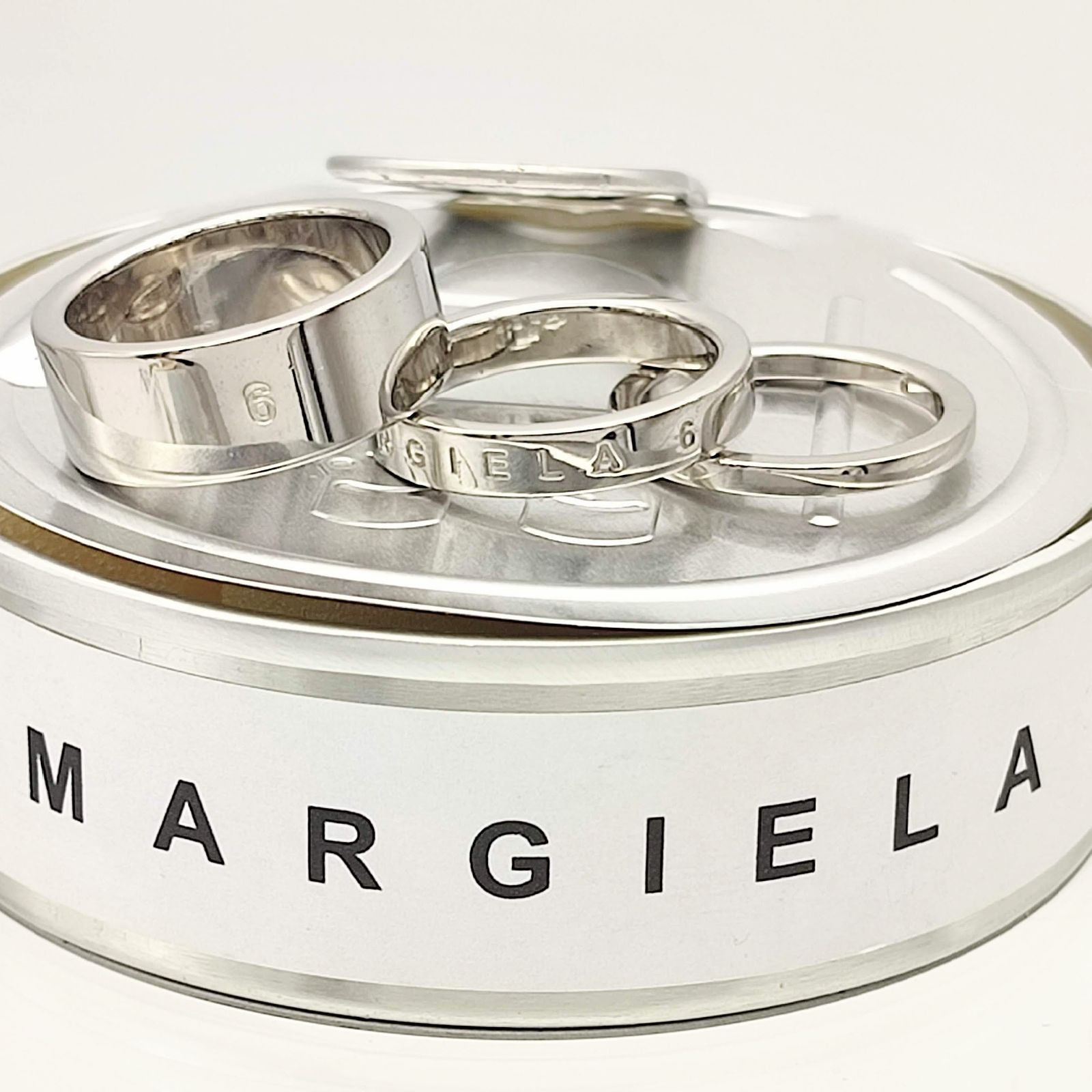 美品】MM6 MAISON MARGIELA 3連シルバーリング ロゴデザイン 14
