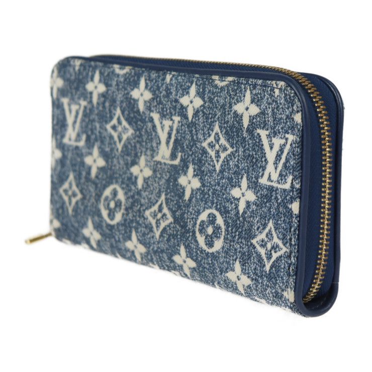 LOUIS VUITTON ルイ ヴィトン 長財布 M81226 モノグラム ジャガード デニム マリーヌ ゴールド金具 ラウンドファスナー ビトン  【本物保証】 - メルカリ