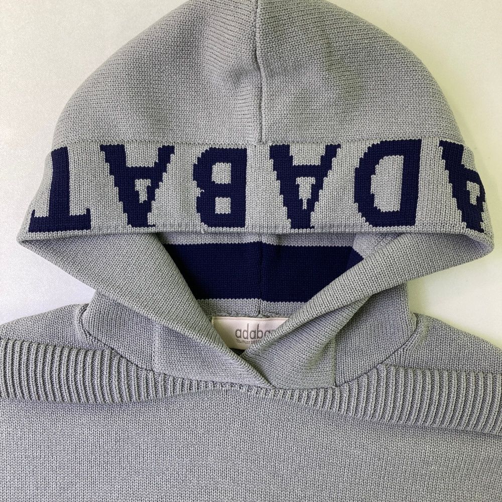 サイズ：50 ADABAT アダバット ニットパーカー ボーダー柄 グレー系