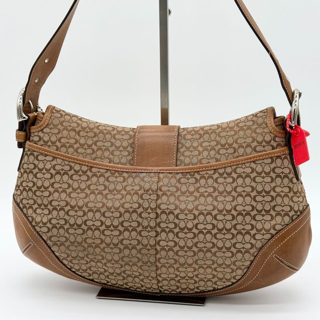 【美品】COACH SOHO マイクロシグネチャー ハンドバッグ フラップ 美品】COACH SOHO マイクロシグネチャー ハンドバッグ フラップ