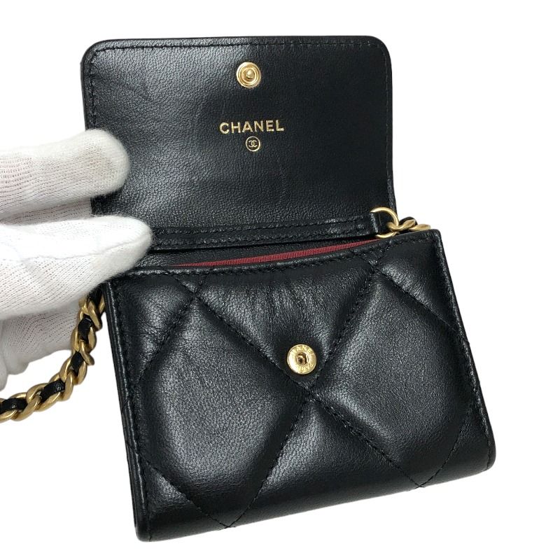 シャネル CHANEL CHANEL19 チェーンコインパース AP1787 30番 ブラック ゴールド金具/シルバー金具 ラムスキン レディース  ポーチ - メルカリ