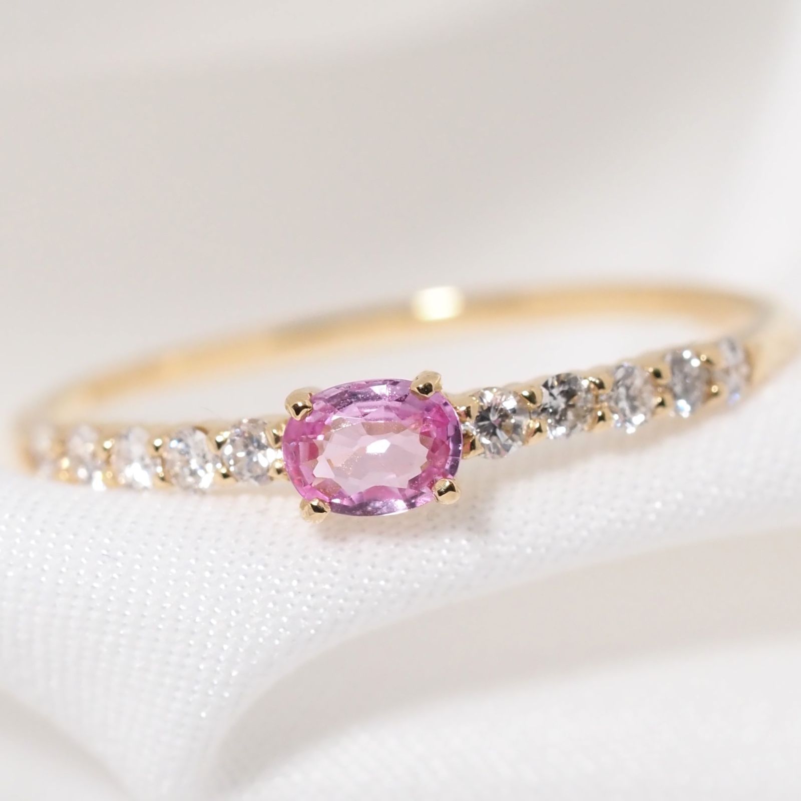 パパラチアサファイア リング 0.21ct D0.16ct k18 - メルカリ