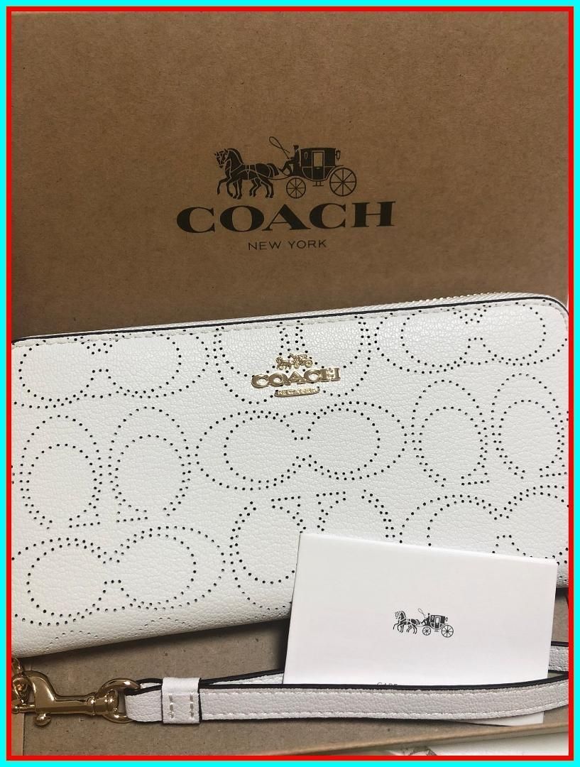 即発送可 COACH コーチ ラウンドファスナー長財布 ホワイト 白 C4715