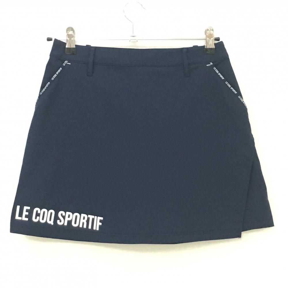ルコック　ブルフ　スカート　新品　L 超美品ルコック ストレッチスカート ネイビー×白 後ろプリーツ