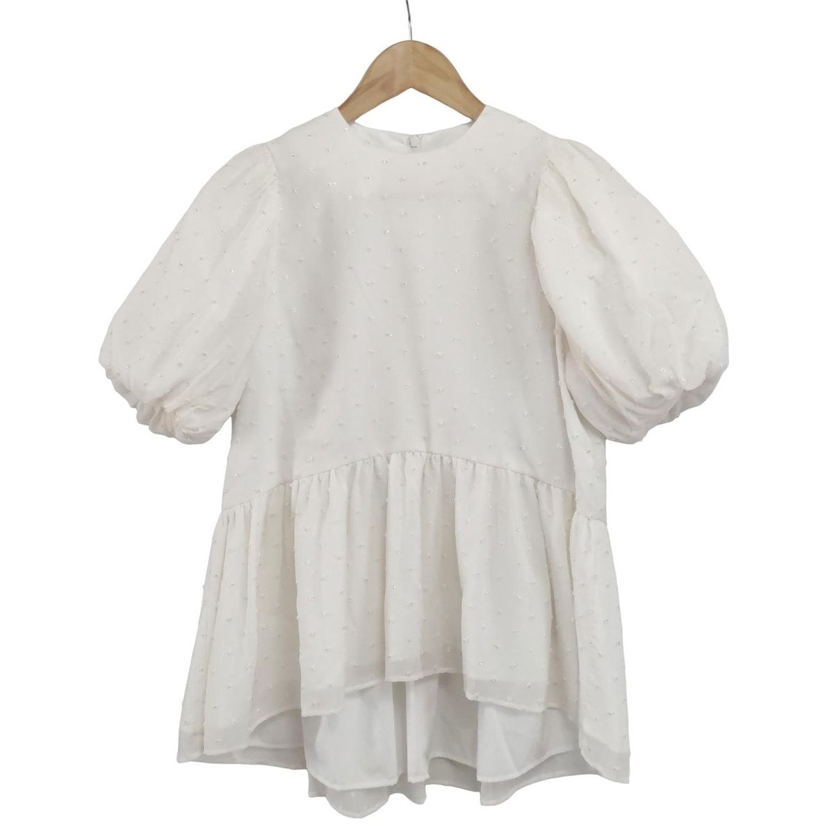 TSURU BY MARIKO OIKAWA ツルバイマリコオイカワ 半袖カットソー サイズF レディース エレオノール BL-1251831 白×シルバー ドット柄