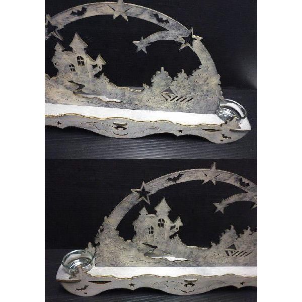 ティーライト用 キャンドル アーチ インテリア 雑貨 メルヘン コウモリ 木製 wox132