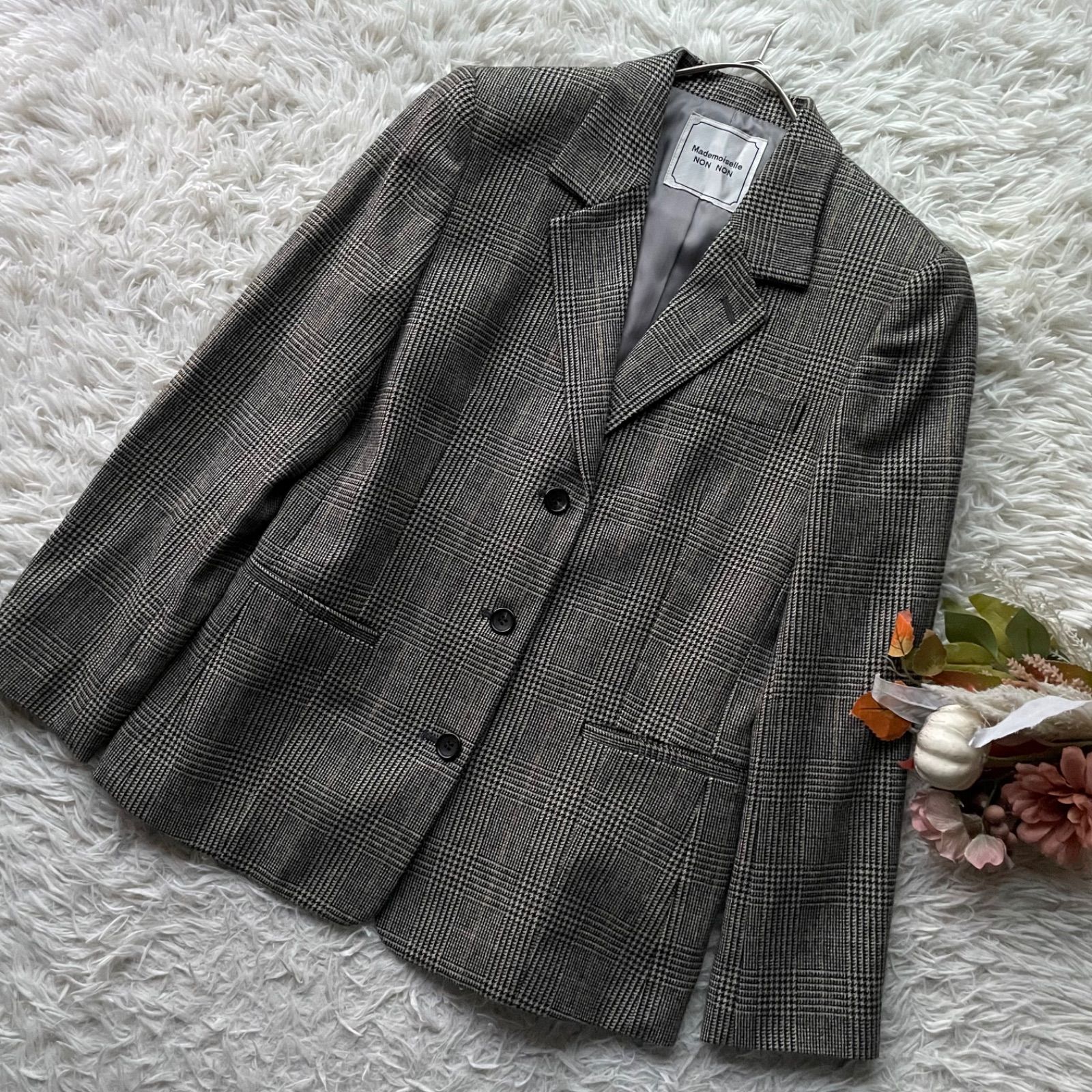 マドモアゼルノンノン Mademoiselle NONNON MARLING-EVANSウールグレンチェックセットアップ パンツ ジャケット 3B