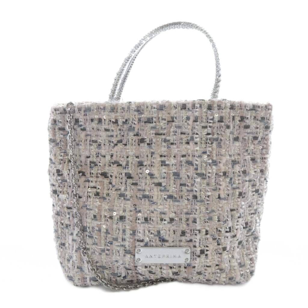 アンテプリマ　ツイードバッグ　ショルダーバッグ　ハンドバッグ　2way ピンク アンテプリマ ツイードバッグ ショルダーバッグ ハンドバッグ 2way