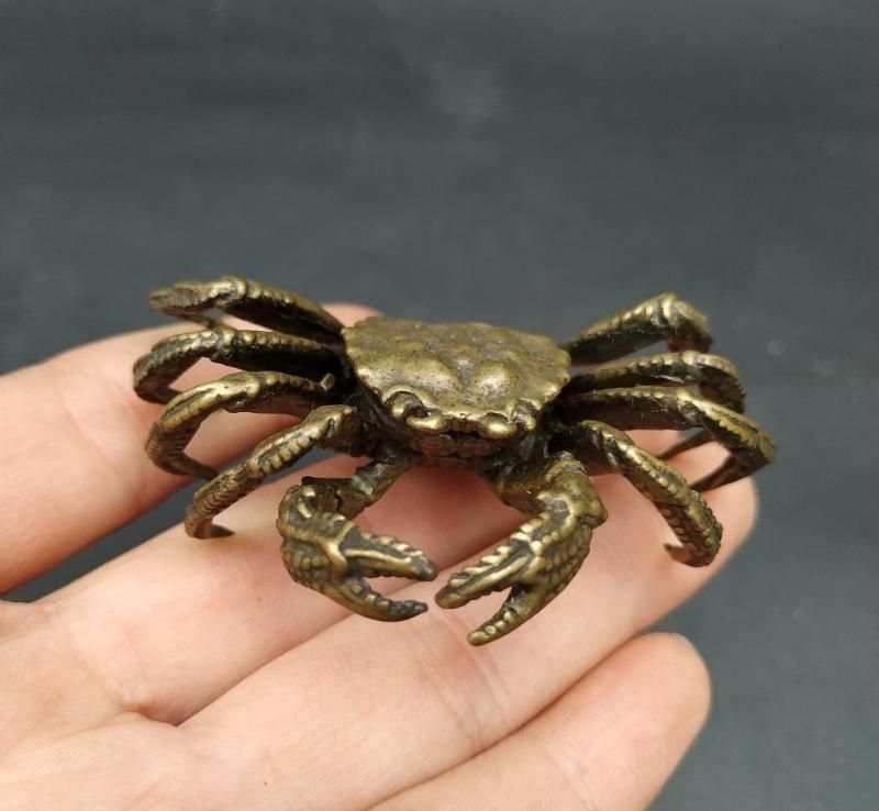 銅細工 蟹 八方来財 書道具 文房具 装飾品 工芸品 美術品 置物 銅細工