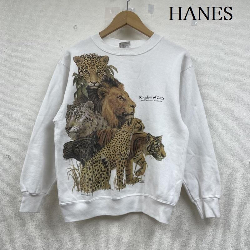 HANES ヘインズ トレーナー 長袖 80s 89年 アニマル プリント スウェット トレーナー Biolchini HARLEQUIN NG