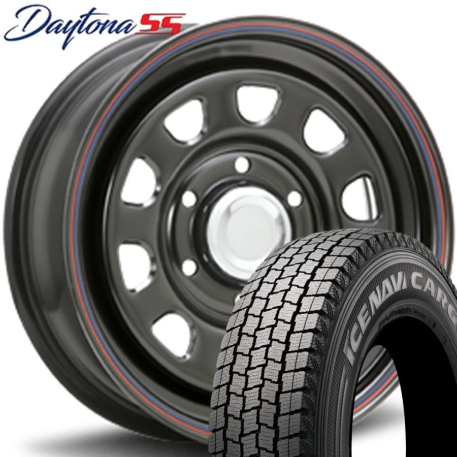 期間 スタッドレス MLJ DAYTONA SS デイトナ SS 15ｘ6.5 ＋40 6H 139.7 ブラック 赤青ライン ｘ４本 製 アイスナビカーゴ 195 80R15