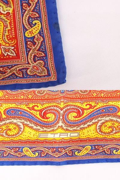 ETRO エトロ　スカーフ　シルク　ペイズリー　ふちオレンジ　no.39 ETRO エトロ スカーフ シルク ペイズリー ふちオレンジ no.39