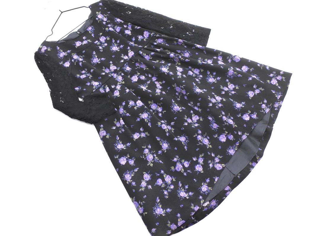 JILLSTUART ジルスチュアート 花柄 レース ワンピース size2/黒