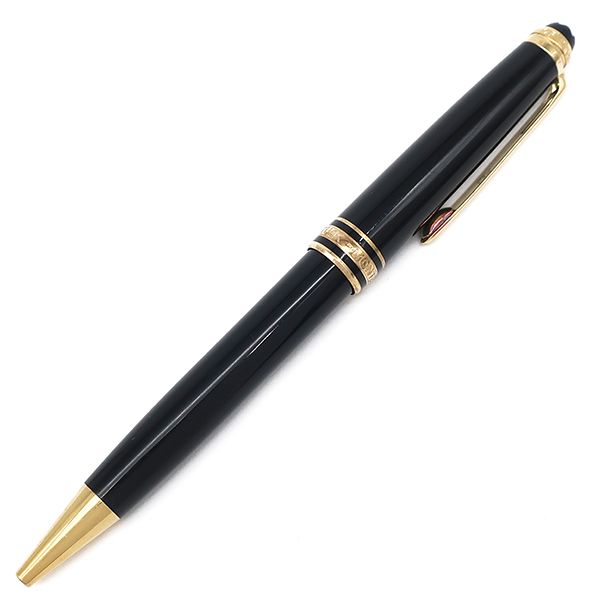 モンブラン Montblanc ボールペン マイスターシュテュック クラシック 75周年 エディション1924 GP プレシャスレジン ブラック×ゴールド 1Pダイヤ 筆記 済み 黒インク
