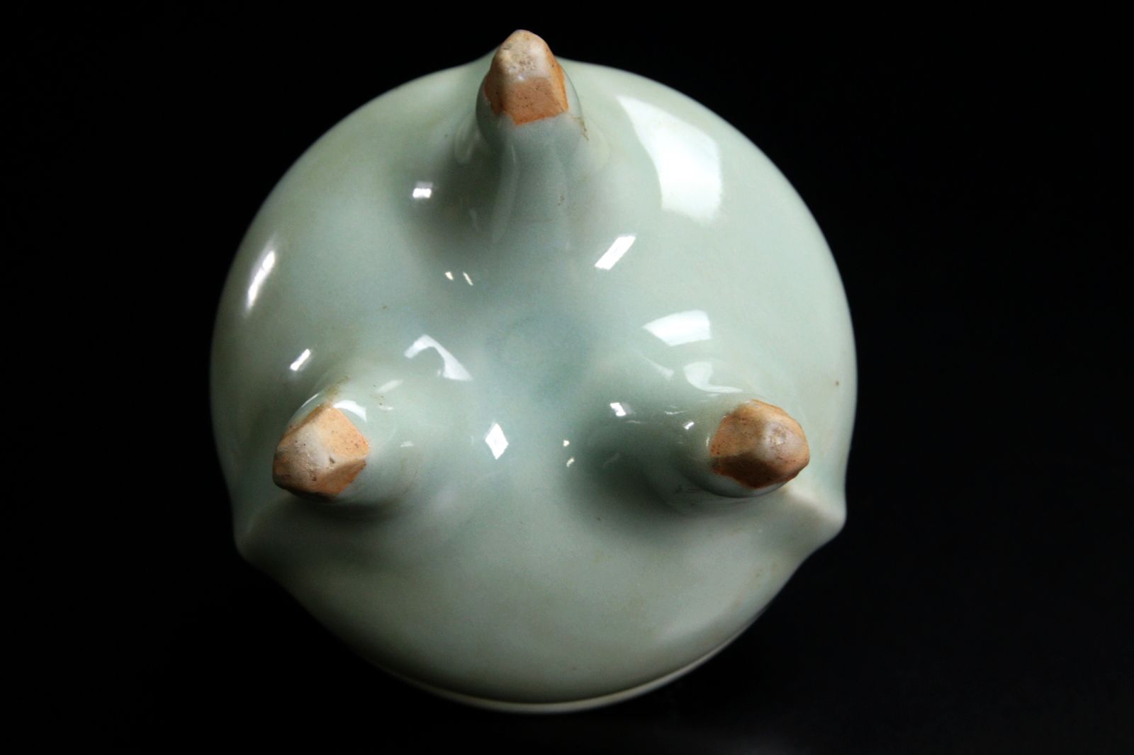 諏訪蘇山 青磁袴腰香炉 9.5cm 共箱 唐物 骨董 古美術 楾 O79-PO
