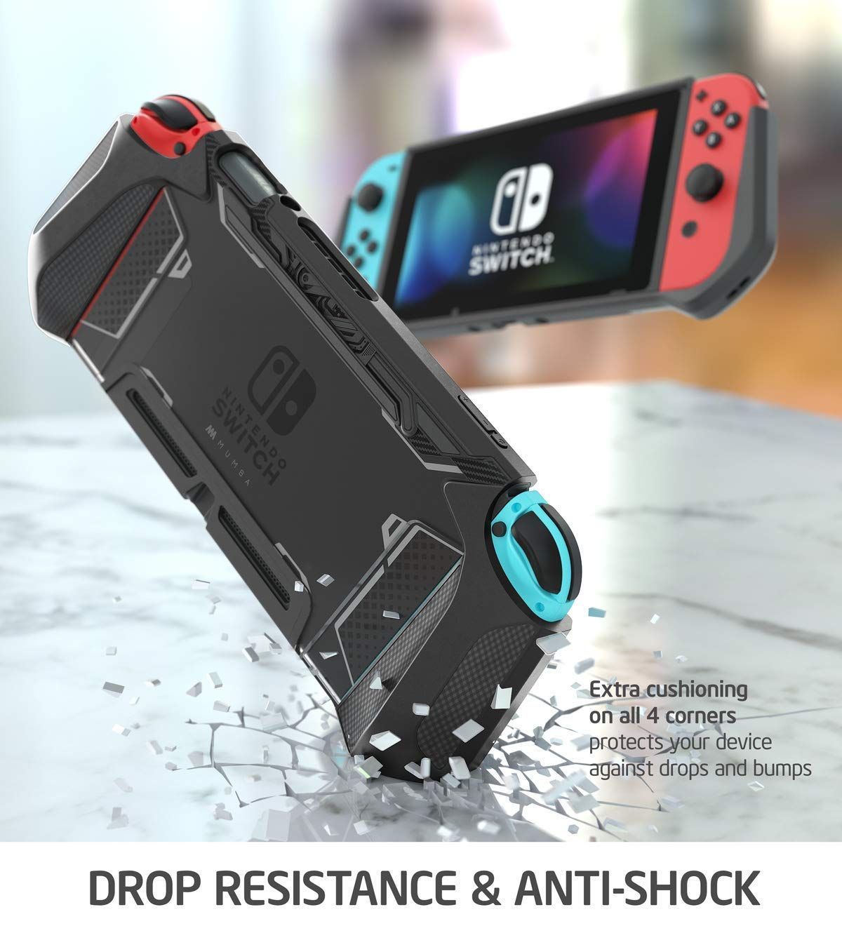 TPUグリップ 保護カバー ケース ドッキング可能 アクセサリー 用 Nintendo SwitchとJoy-Con Nintendo コントローラー対応 [Blade Switch シリーズ] (ブラック Mumba Nintendo Switch)