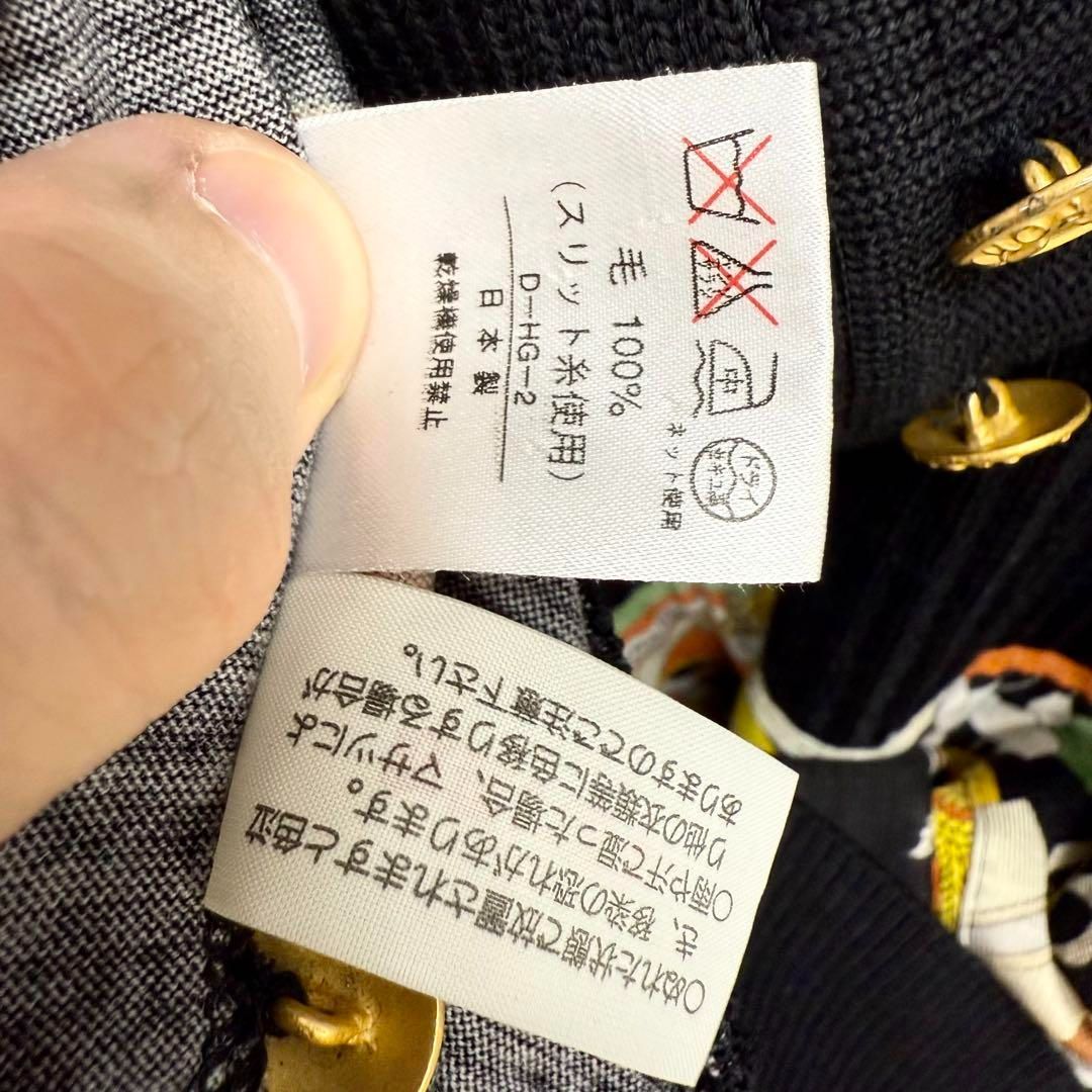 金ボタン花柄ウールカットソー