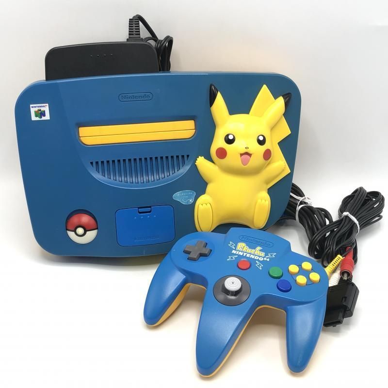 中古】【AVケーブル付】任天堂 ピカチュウ Nintendo64 ブルー