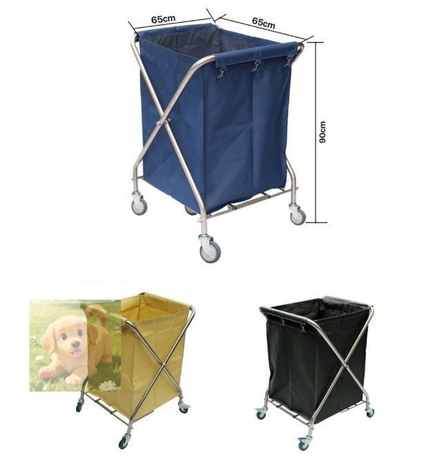 ホテルリネンカート 業務用 ランドリーワゴン サービスカート 多目的 ダストカート付布袋 リネンカート ホテル清掃台車 90 65 55CM