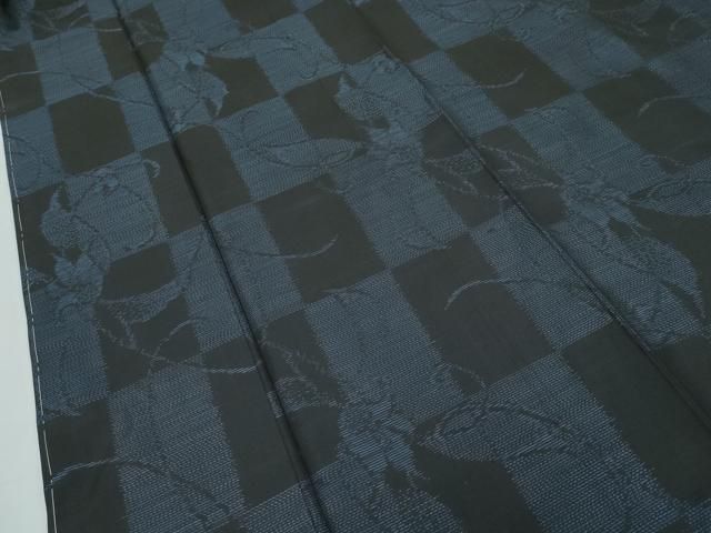 平和屋本店□極上 本場大島紬 市松草花文 逸品 未使用 CZAA2808s5