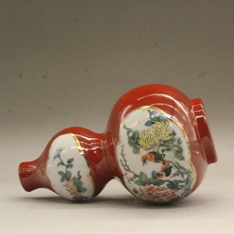 パステル蒔絵花鳥花瓶 景徳鎮 陶磁器 装飾品 現代工芸品 美術品 置物