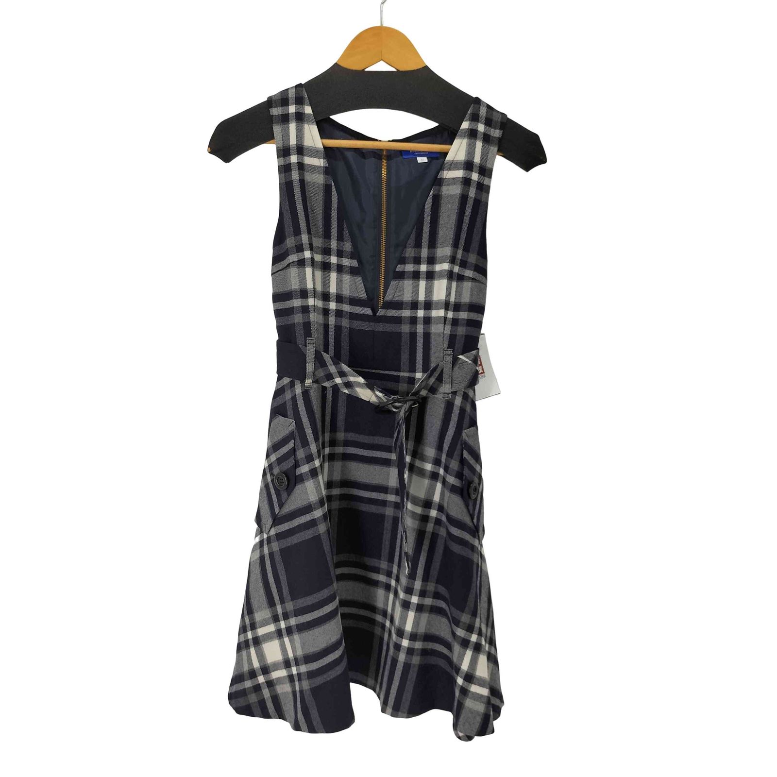BLUE LABEL ワンピース Aライン チェック ブラック 36 ベルト付 BLUE LABEL ワンピース Aライン チェック ブラック 36 ベルト付