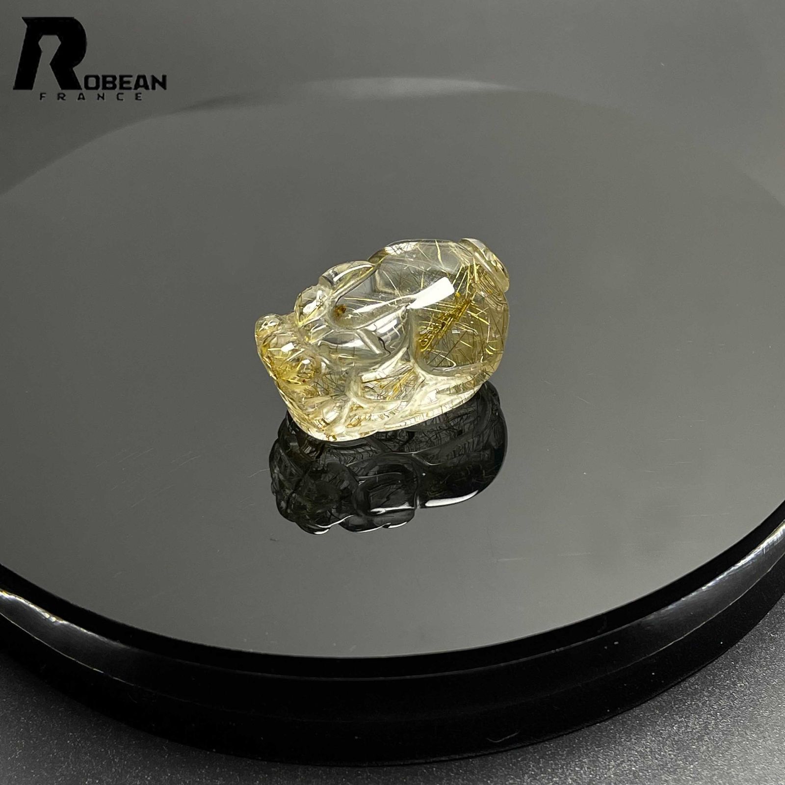 高級EU製 定価8万円ROBEAN・タイチンルチル・貔貅黄金針水晶 ゴールド アクセサリー 天然石 金運 穴開け ギフト プレゼント1  25*16.6*14.4mm M0306491