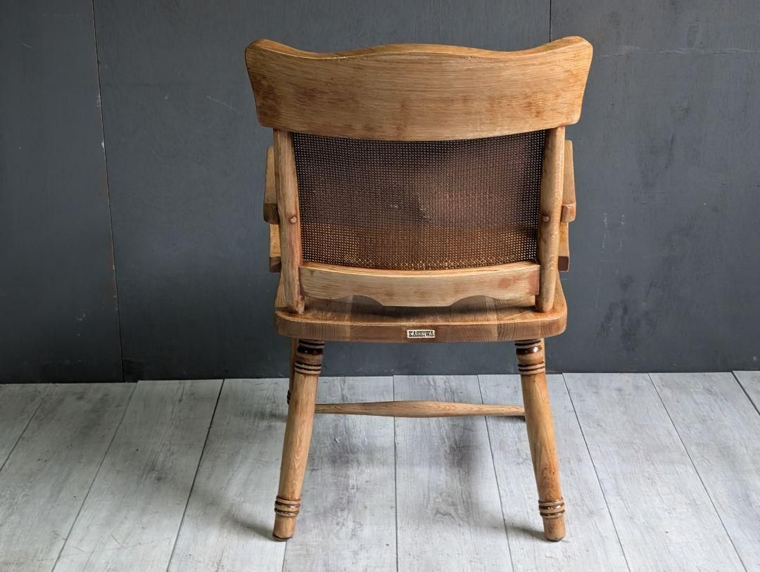 ナラ材楢材剥離家具ストリップド家具柏木工アームチェアラタンNZ