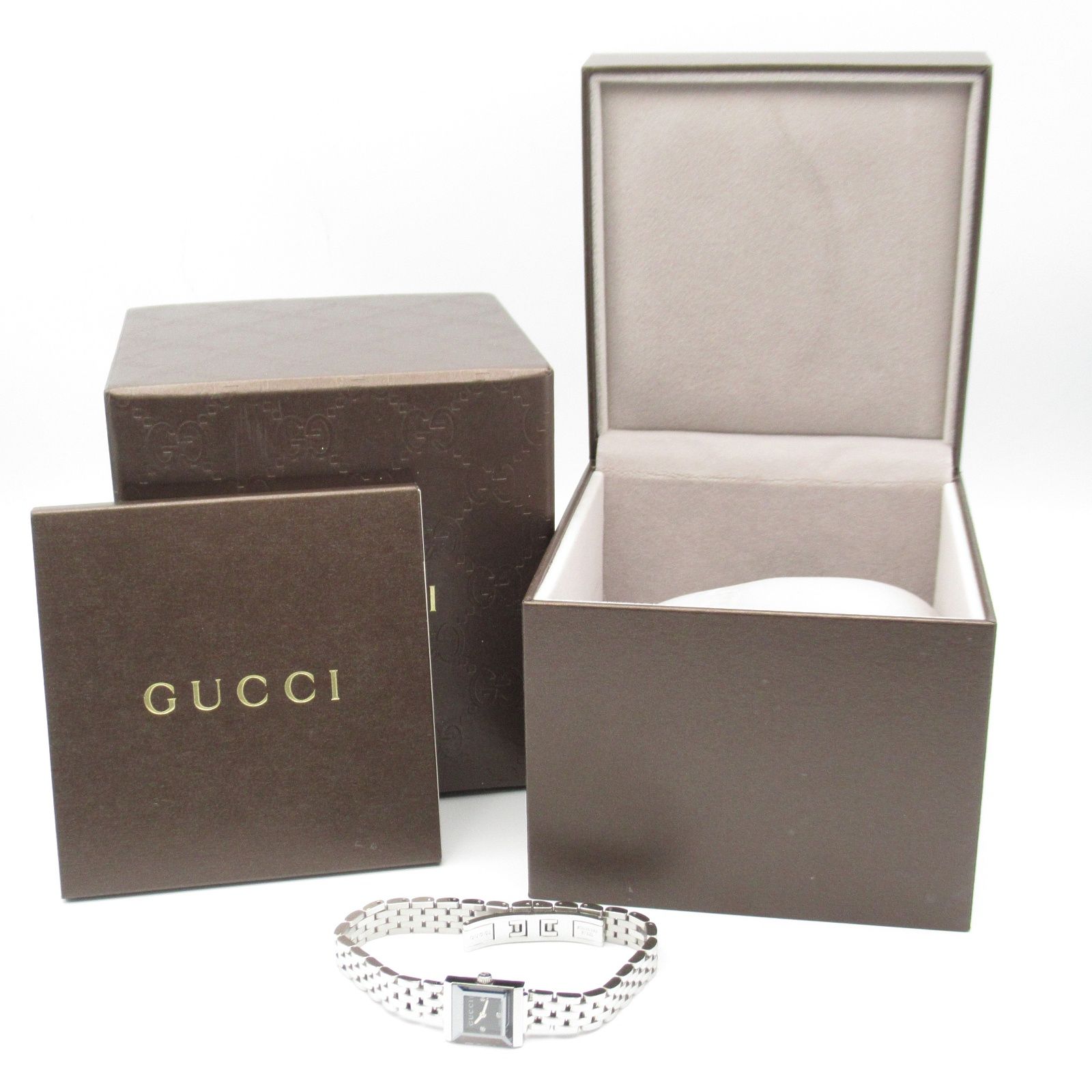 グッチ GUCCI 腕時計 Gフレーム 3Pダイヤ YA128507 ブラック