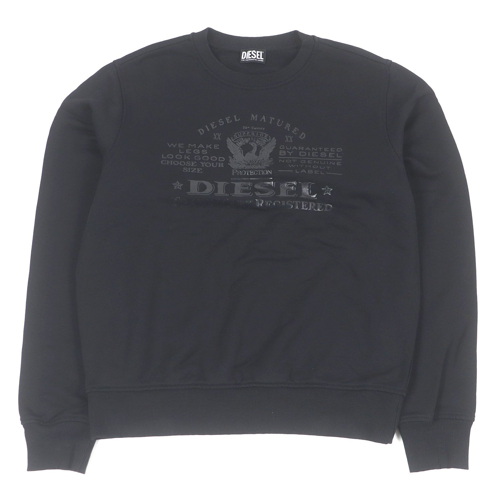 未使用 ディーゼル プリント スエット 黒 ブラック S-GIRK-S1 S ドンドン見直し】美品□DIESEL ディーゼル S-GINN LOGO コットン