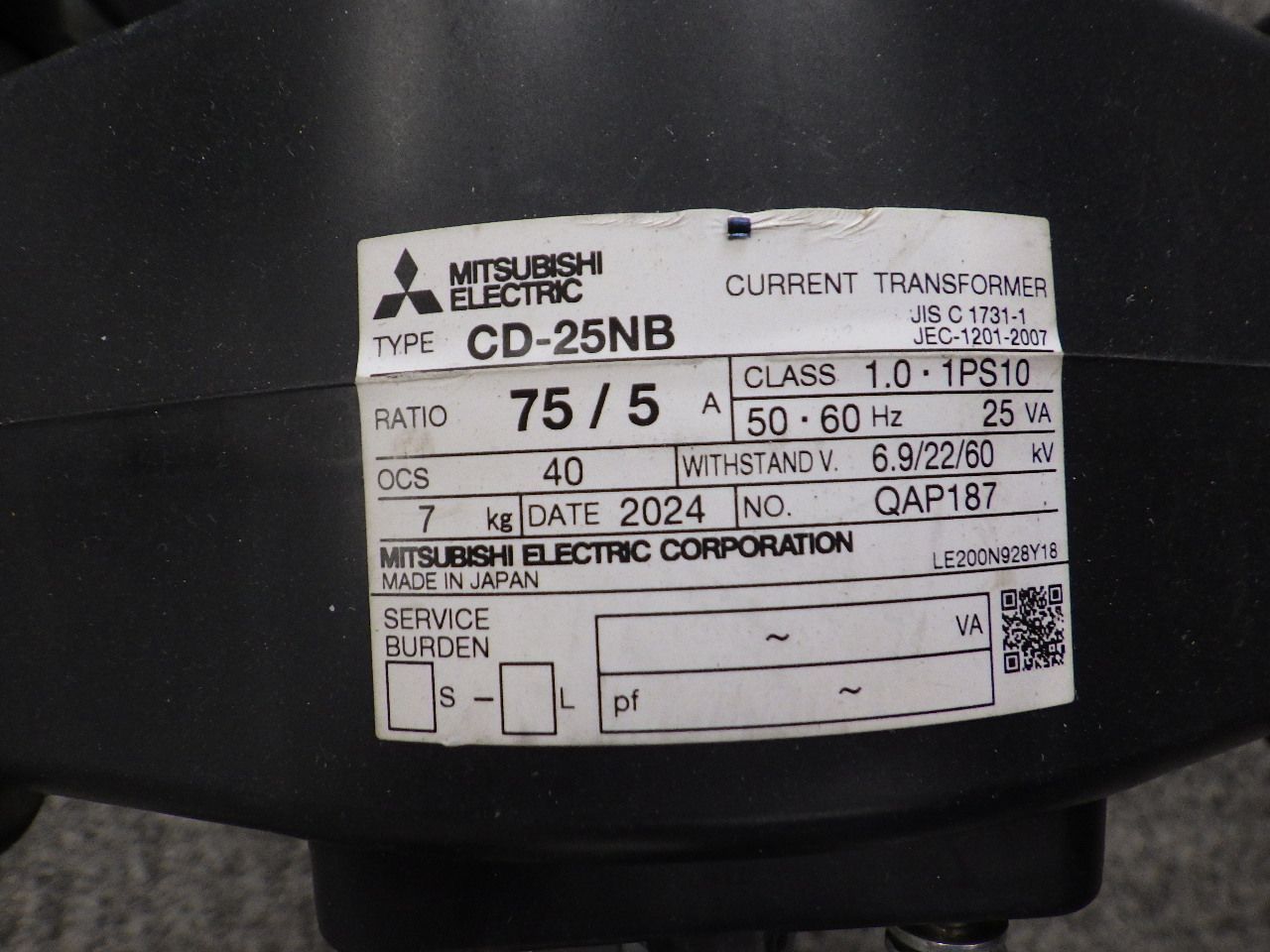 中古美品】三菱電機製 変流器2台セット CT CD-25NB 75 / 5A 2024年製 