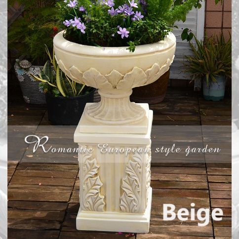 欧風オブジェセット 鉢と柱 装飾 置物 アンティーク風 ゴージャス おしゃれ 柱 ウエディング デコレーション インポート ガーデニング ベージュ グレー YboG905 WWW_GEBZETESISAT_COM_TR
