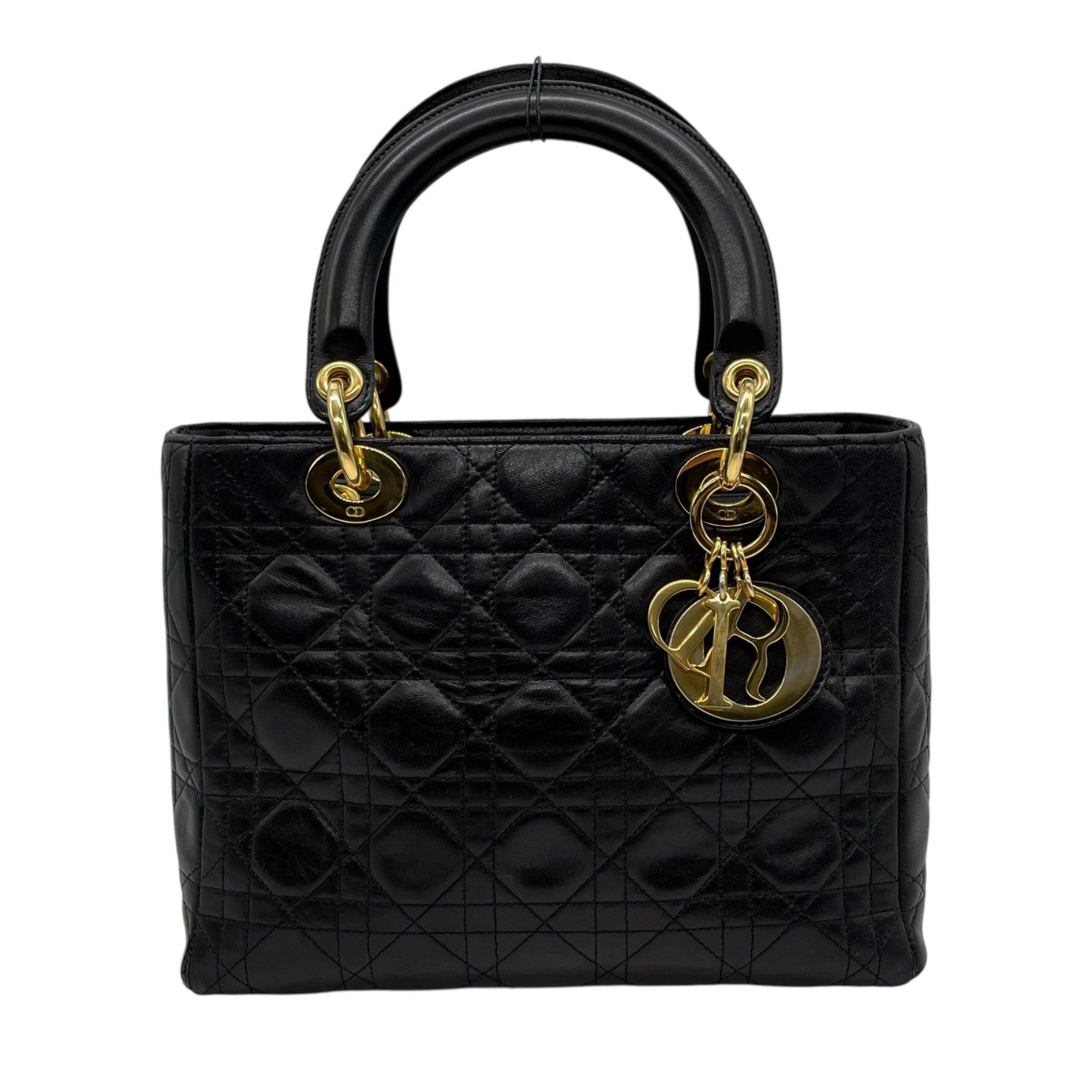 Dior 黒 レザー ハンドバッグ ゴールド金具 Christian Dior クリスチャンディオール レディディオール