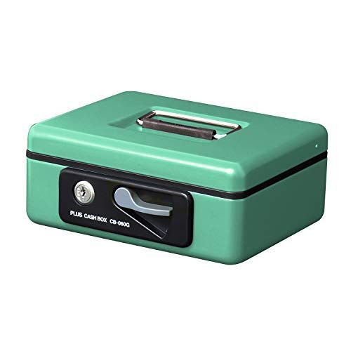グリーン_ S 硬貨 小物 プラス 金庫 手提金庫 小型 W197×D164×80mm グリーン 12-867