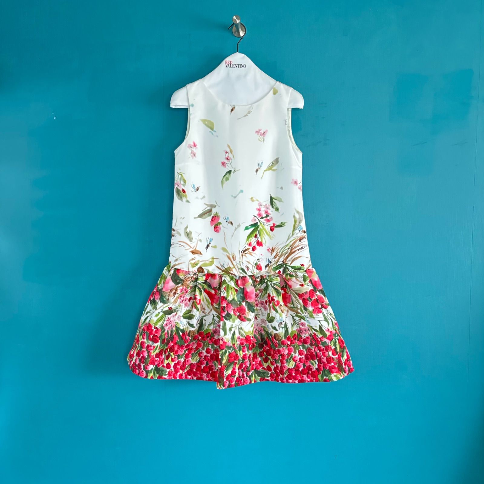 全品大幅値下げ! 1482 REDVALENTINOレッドバレンティノ ホワイト 38 フラワープリントワンピース 自分へのご褒美