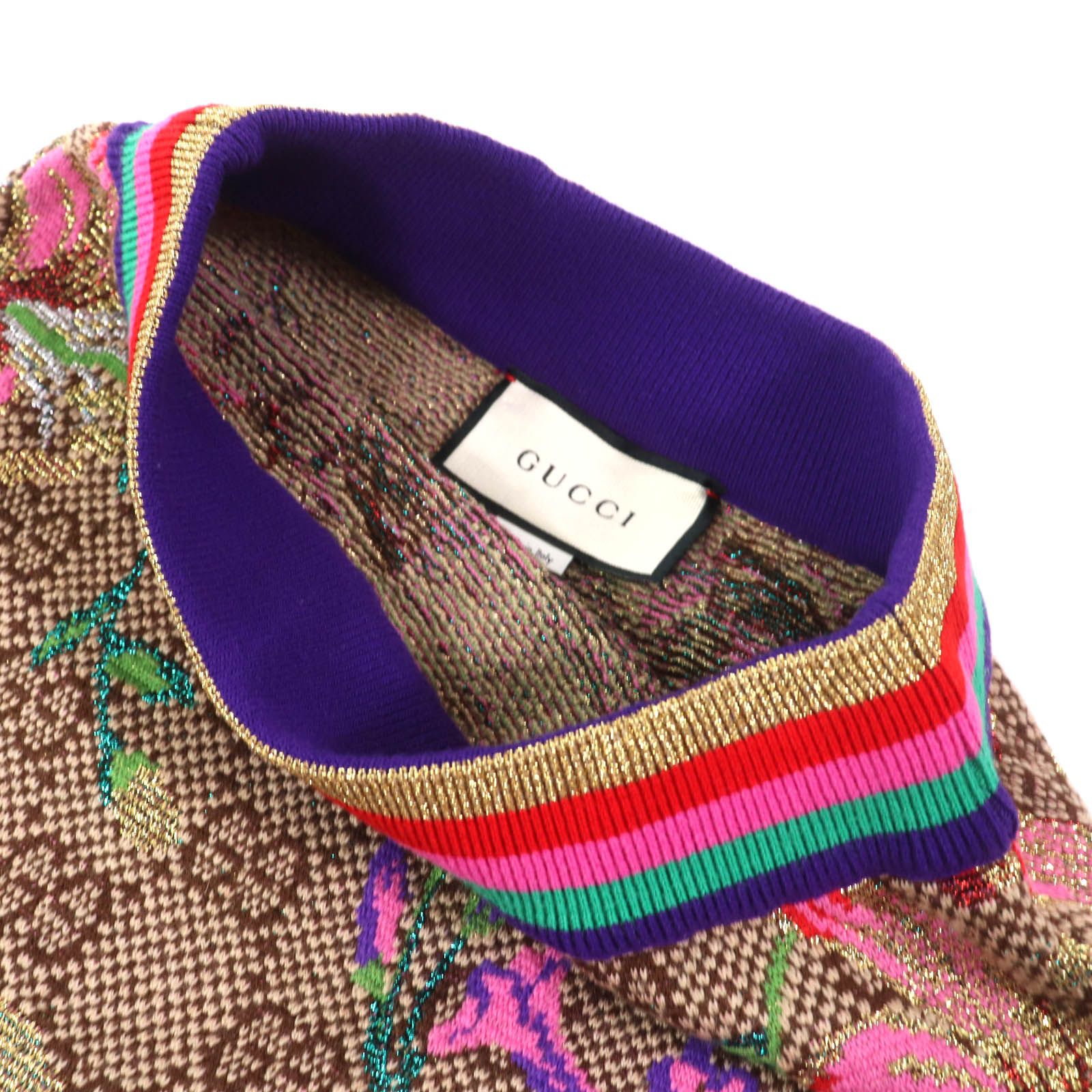 GUCCI 花柄　スカート 極美品△GUCCI グッチ 606084 ウール コットン GG 花柄 フラワー