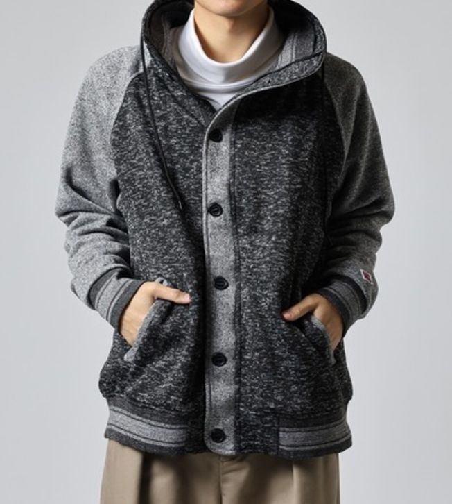 JEMORGAN ジェーイーモーガン ニットフリース ZIP アウター グレー×チャコール