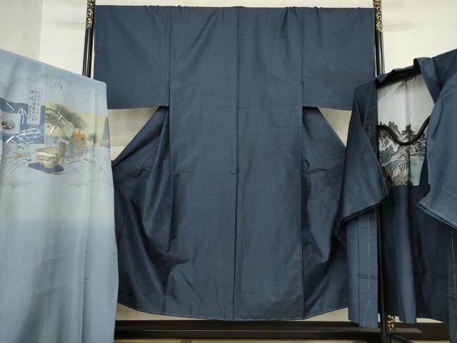 平和屋着物●男性 本場大島紬 アンサンブル 長襦袢 袷 セット 100亀甲 総詰め 正絹 AABA8242ck
