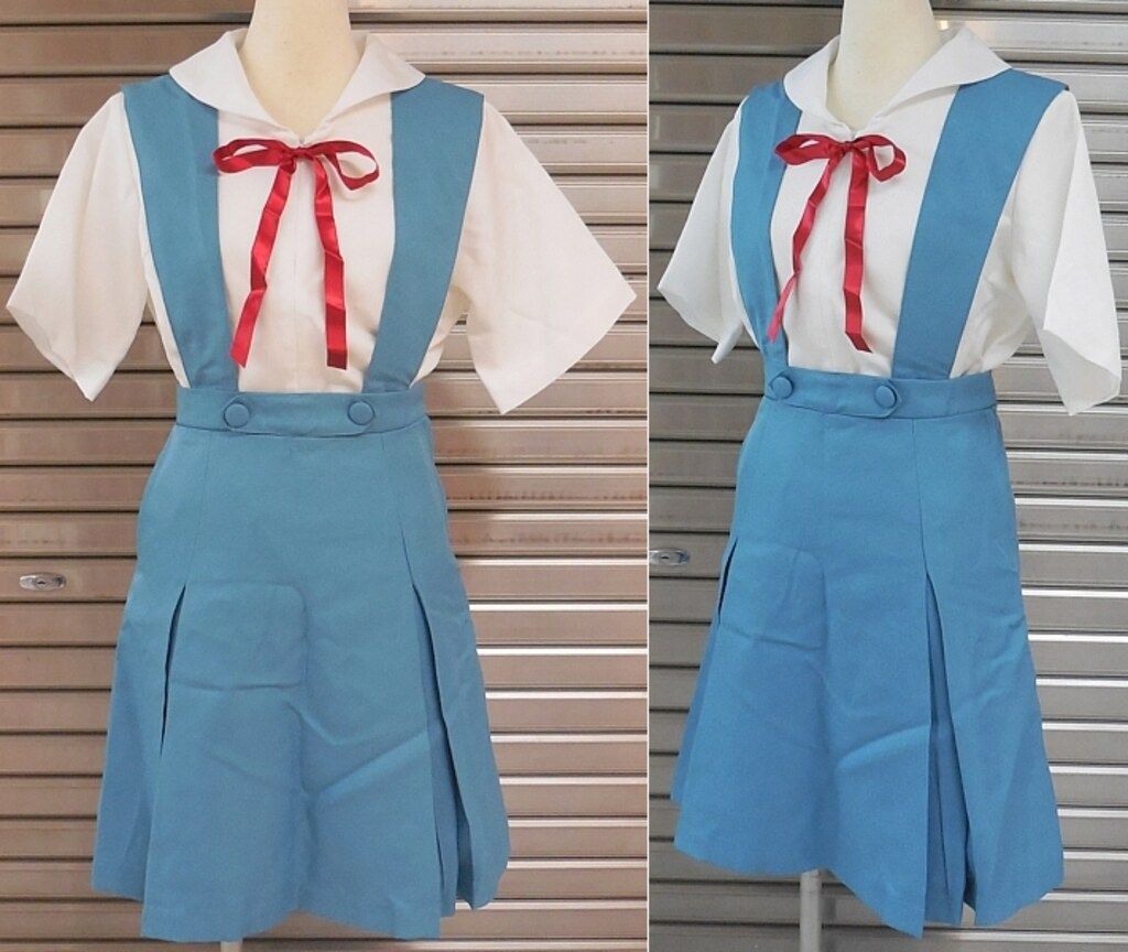 |新世紀エヴァンゲリオン|第3新東京市立第壱中学校女子制服|綾波レイウィッグ付き||女性用Mサイズ