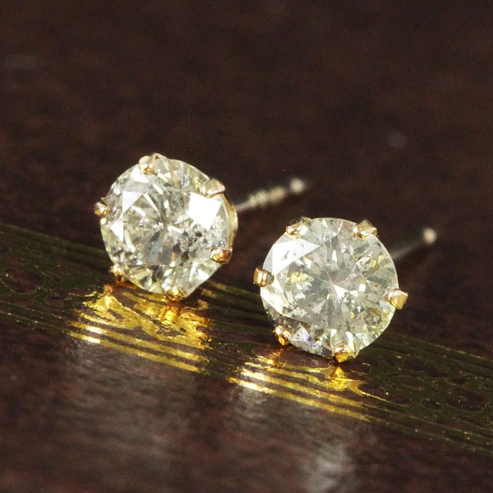 オシャレ人気 0.4ct ダイヤモンド K18 pg 一粒 6本爪 ピアス 鑑別 