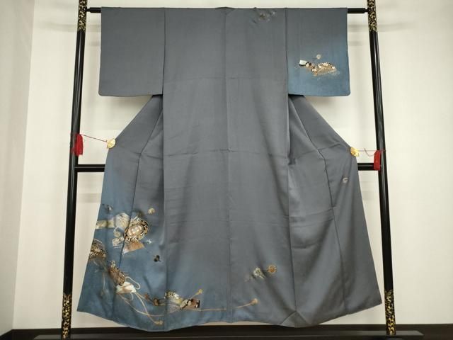 平和屋着物○訪問着 紬地 櫛 簪 暈し染め 正絹 逸品 CAAT7094vf
