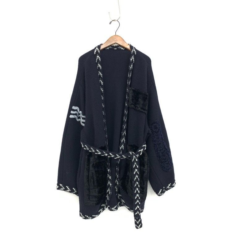 22AW マメクロゴウチ 縄文パターンニットローブ Mame Kurogouchi Jomon Pattern Knitted Robe  パッチワークカーディガン サイズ2 MM22FW-KN021 - メルカリ