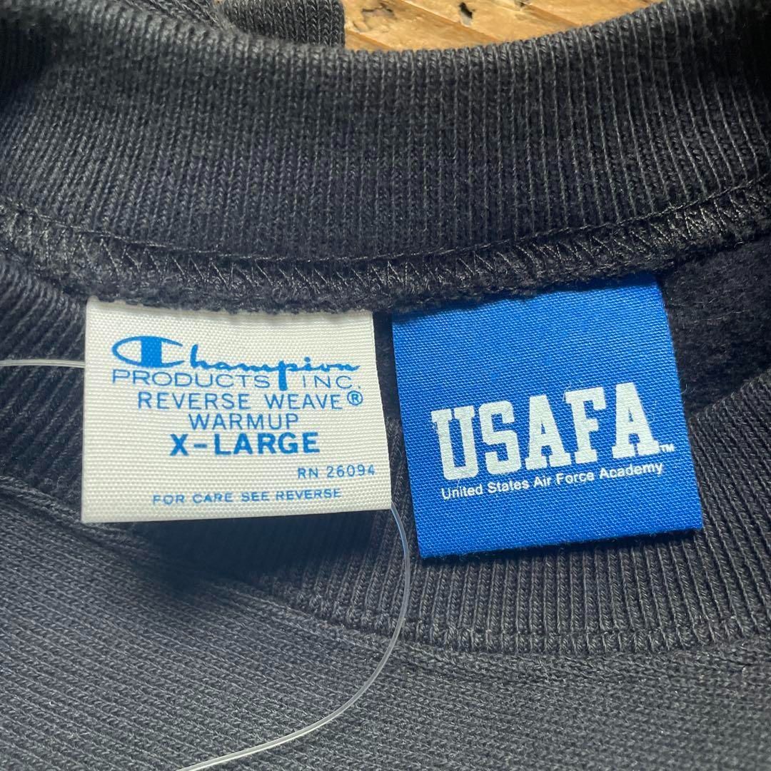 新品 25年秋冬 青単色タグ チャンピオン リバースウィーブ USAFA 黒