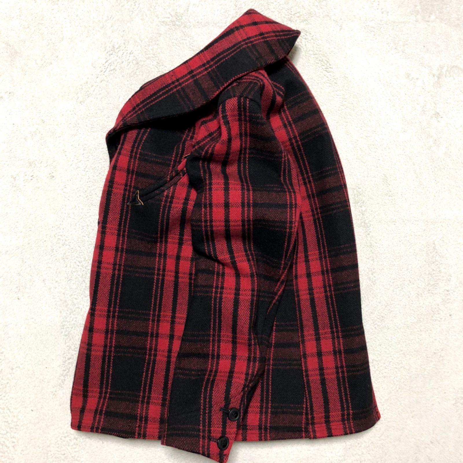 RUDEGALLERY ルードギャラリー　ショールカラーピーコート　チェック RUDEGALLERY ルードギャラリー ショールカラーピーコート チェック