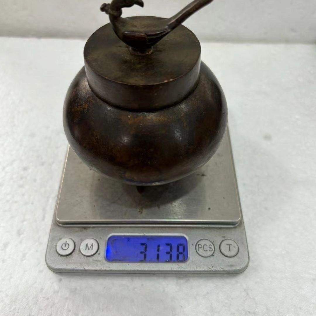 銅製 三足鳳蓋缶 茶道具 香道具 装飾品 工芸品 置物 - メルカリ
