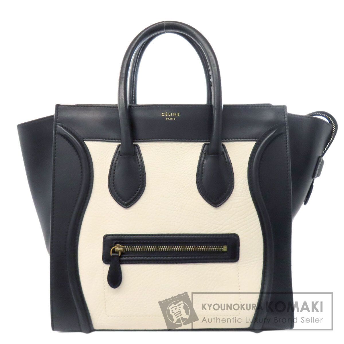 CÉLINE ラゲージミニ キャンバスxレザー セリーヌ ラゲージ ミニショッパー レザーxキャンバス